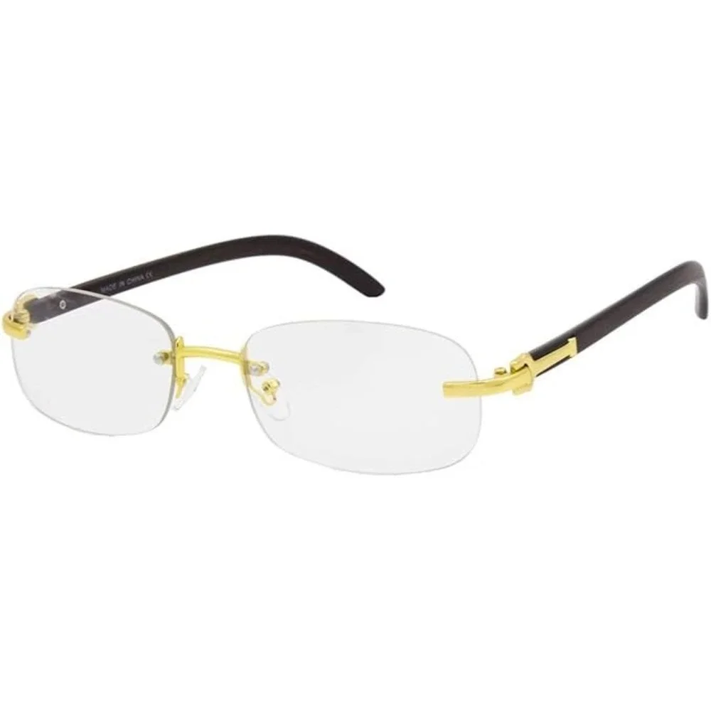 Mens CLASSY Style Wood Buff Retro 90s Hip Hop Rapper Gangster Clear Sunglasses‎